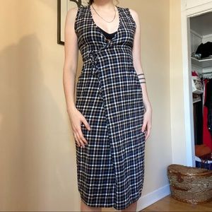Made in USA 💙 Vintage checkered wrapped dress
